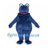 Blue Frog Mascot Costume with Rounded Belly and Red Mouth