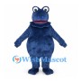 Blue Frog Mascot Costume with Rounded Belly and Red Mouth