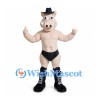 Pig Wrestler Mascot Costume with Muscle Body and Black Boots