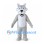 Gray Wolf Mascot Costume with Blue Eyes and Open Fanged Mouth