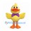 Yellow Duck Mascot Costume with Large Purple Bow Tie