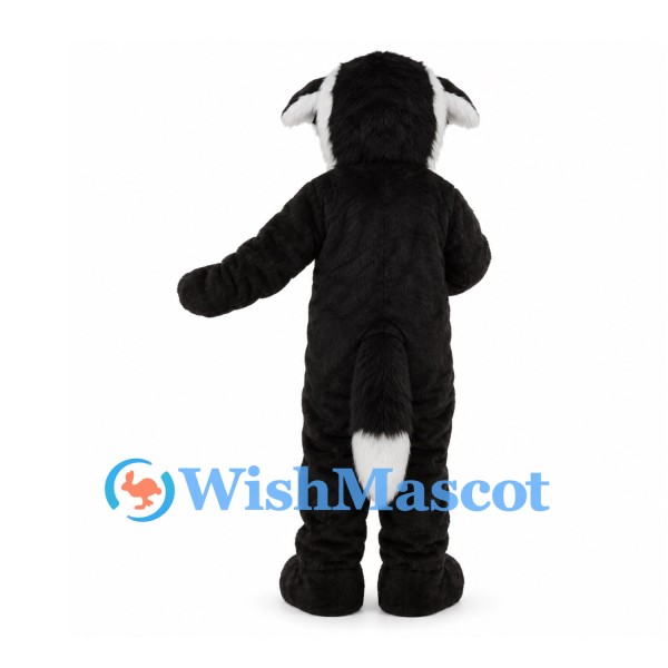 Black and White Dog Mascot Costume with Brown Muzzle