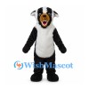 Black and White Dog Mascot Costume with Brown Muzzle