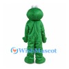 Green Furry Monster Mascot Costume with Yellow Nose and Big Smile