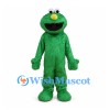 Green Furry Monster Mascot Costume with Yellow Nose and Big Smile