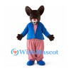 Brown Mouse Mascot Costume with Blue Jacket and Pink Pants