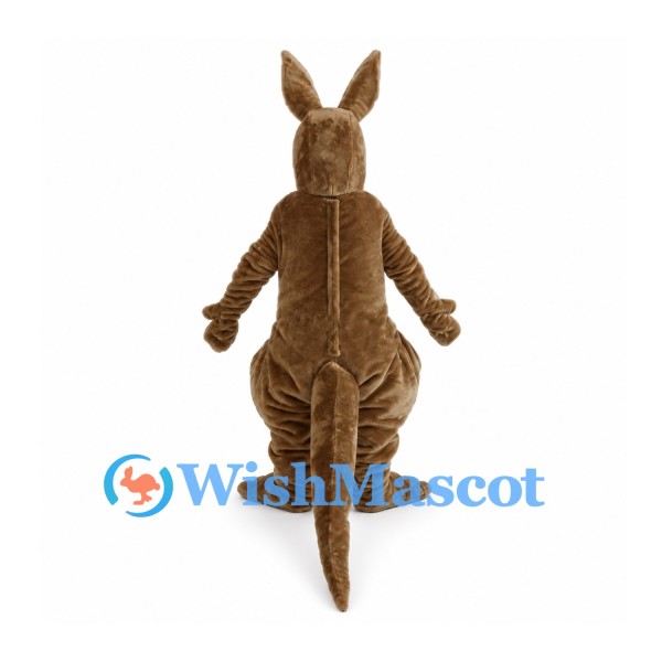Brown Kangaroo Mascot Costume with Cream Pouch and Long Tail
