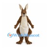 Brown Kangaroo Mascot Costume with Cream Pouch and Long Tail