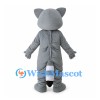 Gray Raccoon Mascot Costume with White Belly and Striped Tail