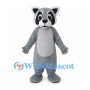Gray Raccoon Mascot Costume with White Belly and Striped Tail