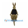 Kangaroo Mascot Costume with Black Vest and Cream Pouch