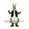 Kangaroo Mascot Costume with Black Vest and Cream Pouch