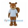 Brown Squirrel Mascot Costume with Light Blue Shirt and Fluffy Tail