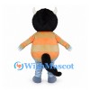 Horned Monster Mascot Costume with Orange Striped Body and Blue Legs