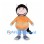 Horned Monster Mascot Costume with Orange Striped Body and Blue Legs