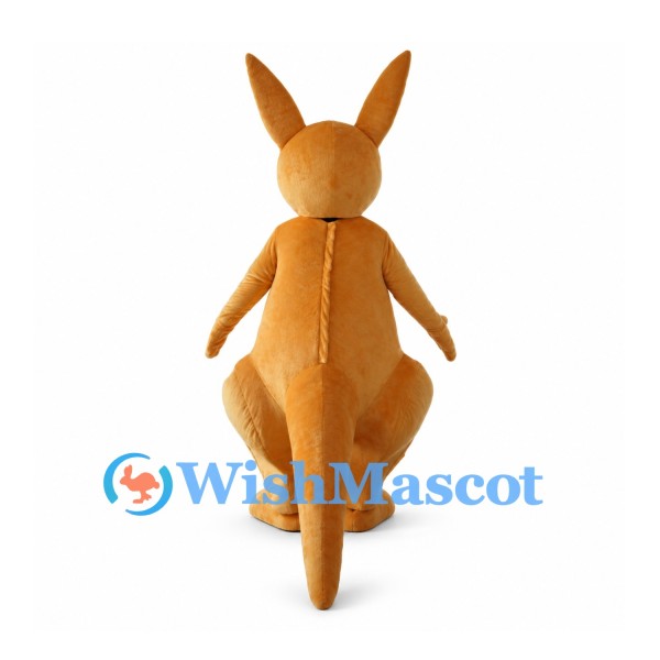Orange Kangaroo Mascot Costume with Tall Ears and Long Tail