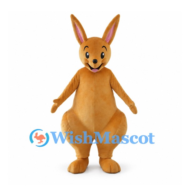 Orange Kangaroo Mascot Costume with Tall Ears and Long Tail