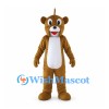 Brown Bear Mascot Costume with White Belly and Red Tongue