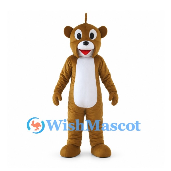 Brown Bear Mascot Costume with White Belly and Red Tongue