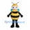 Bee Mascot Costume with Blue Wings and Rounded Striped Body