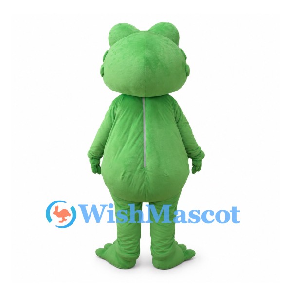 Green Frog Mascot Costume with Red Belly and Yellow Crescent