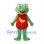 Green Frog Mascot Costume with Red Belly and Yellow Crescent