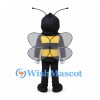 Bee Mascot Costume with Black Antennae and Clear Gray Wings