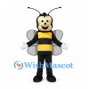 Bee Mascot Costume with Black Antennae and Clear Gray Wings