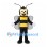 Bee Mascot Costume with Black Antennae and Clear Gray Wings
