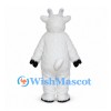 White Goat Mascot Costume with Short Horns and Black Hooves