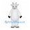 White Goat Mascot Costume with Short Horns and Black Hooves