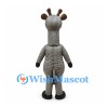 Gray Giraffe Mascot Costume with White Belly and Brown Horns