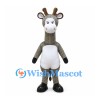 Gray Giraffe Mascot Costume with White Belly and Brown Horns