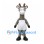 Gray Giraffe Mascot Costume with White Belly and Brown Horns