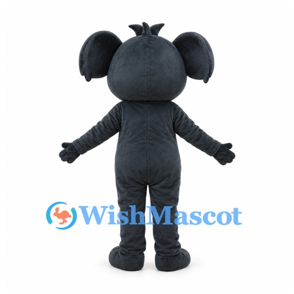 Dark Gray Koala Mascot Costume with Cream Belly and Large Ears