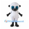 White Sheep Mascot Costume with Black Face and Large Blue Eyes