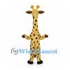 Yellow Giraffe Mascot Costume with Brown Patches and Pink Muzzle
