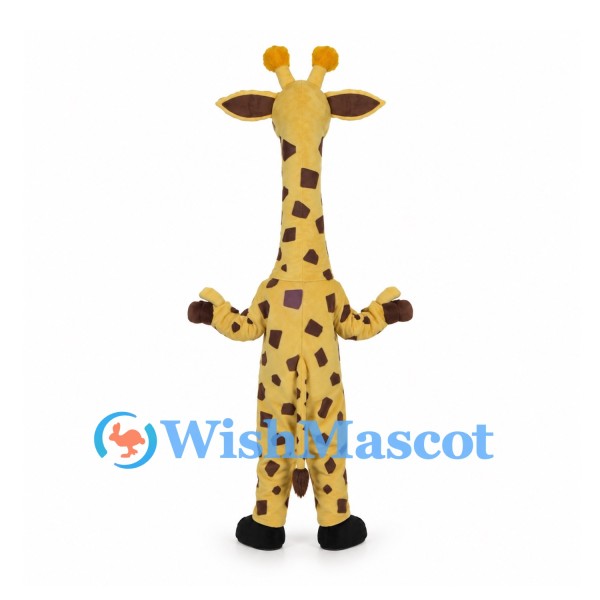 Yellow Giraffe Mascot Costume with Brown Patches and Pink Muzzle