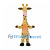 Yellow Giraffe Mascot Costume with Brown Patches and Pink Muzzle