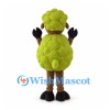 Green Sheep Mascot Costume with Brown Face and Black Hooves