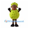 Green Sheep Mascot Costume with Brown Face and Black Hooves
