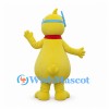 Yellow Duck Mascot Costume with Blue Diving Mask and Red Scarf
