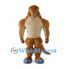 Brown Dinosaur Mascot Costume with Muscle Body and Blue Claws
