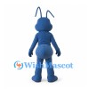 Blue Ant Mascot Costume with Long Antennae and Green Eyes