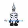 Zebra Mascot Costume with Blue Eyes and Tall Black Mane