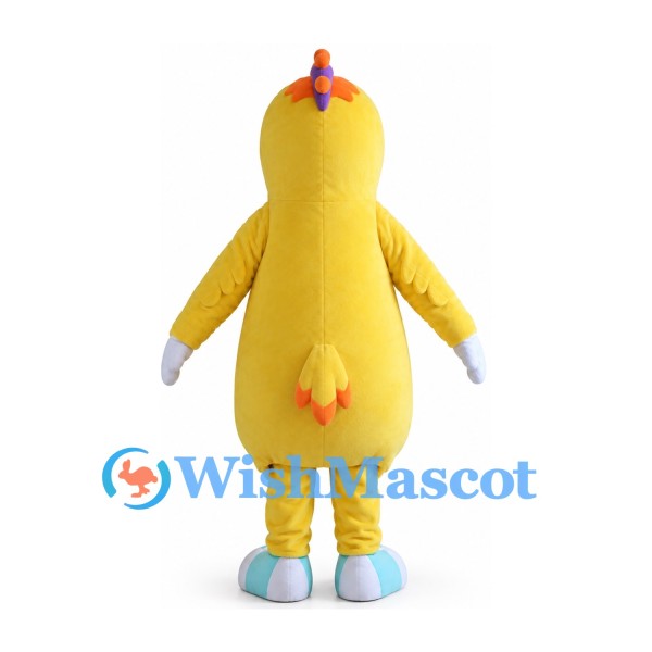 Yellow Chicken Mascot Costume with Orange Chest Stripes