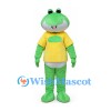 Green Frog Mascot Costume with Yellow Shirt and White Muzzle