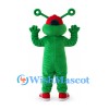 Green Alien Mascot Costume with Red Cap and Purple Sunglasses