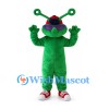 Green Alien Mascot Costume with Red Cap and Purple Sunglasses