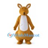 Tan Kangaroo Mascot Costume with White Belly and Curved Tail